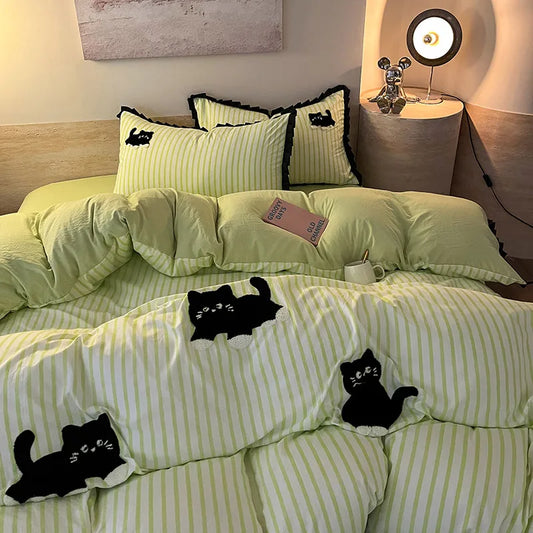 Veluna™ | Black cat – Duvet cover + pillowcases
